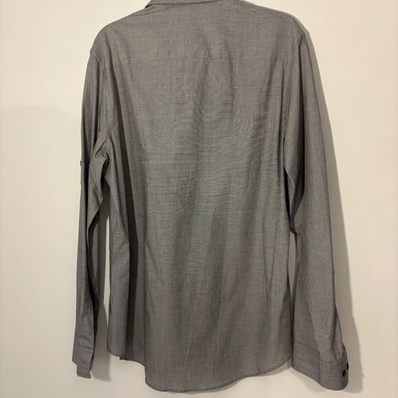 Calvin Klein Mens Size Medium Grey Long-Sleeve Button-Up Dress Shirt - Picture 5 of 7